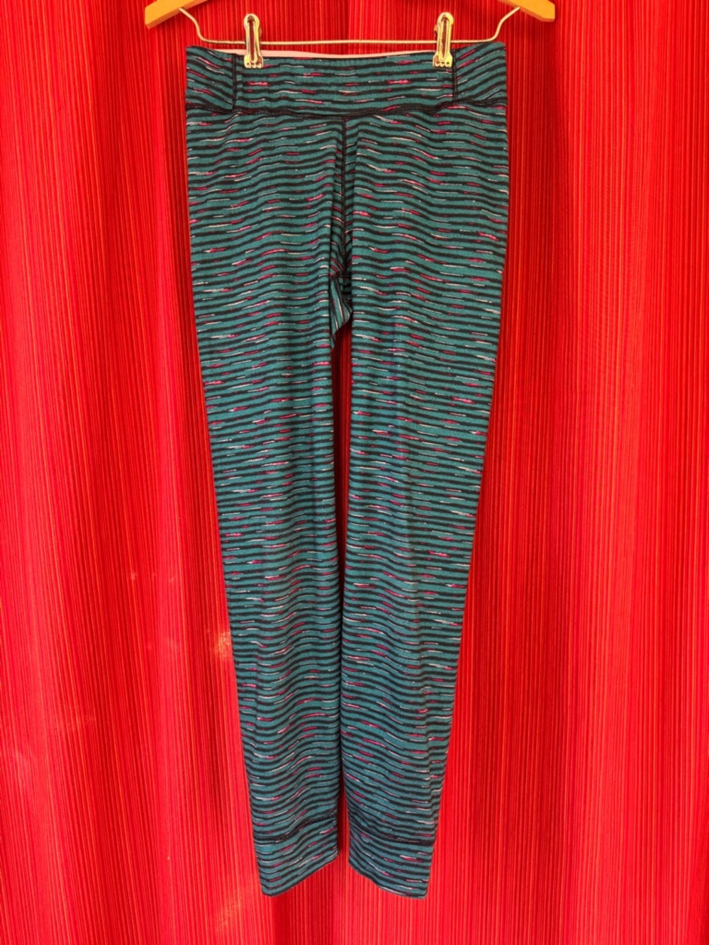 Patagonia Teal Striped Girls' Capeline Base Layer Leggings Size XL 14
